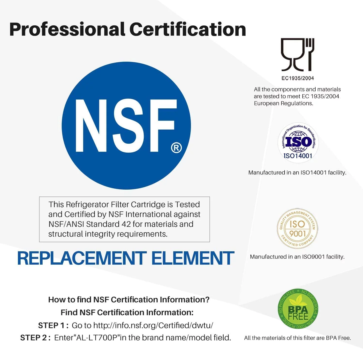 AQUALINK ADQ36006101,9690 Replacement for LG LT700P,Kenmore 46 9690, Air Filter LT120F,RFC 1200A, LFXC24726S, LFX28968ST, RWF1200A, LFXS30766S,R-9690, LFXS24623S, Refrigerator Water Filter, 3Pack