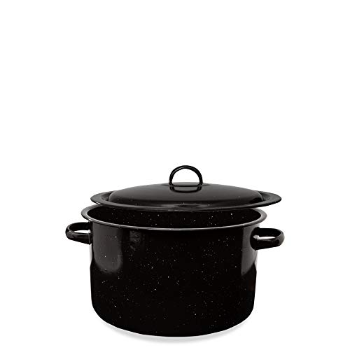 Granite 12 Qt Stockpot, Nonstick Soup Pot With Lid, Speckled Enamel Ware Cookware, Large Stock Pot For Boiling and Cooking, Big Granite Cooking Pot for Stovetop, Campfire, Outdoor Stove