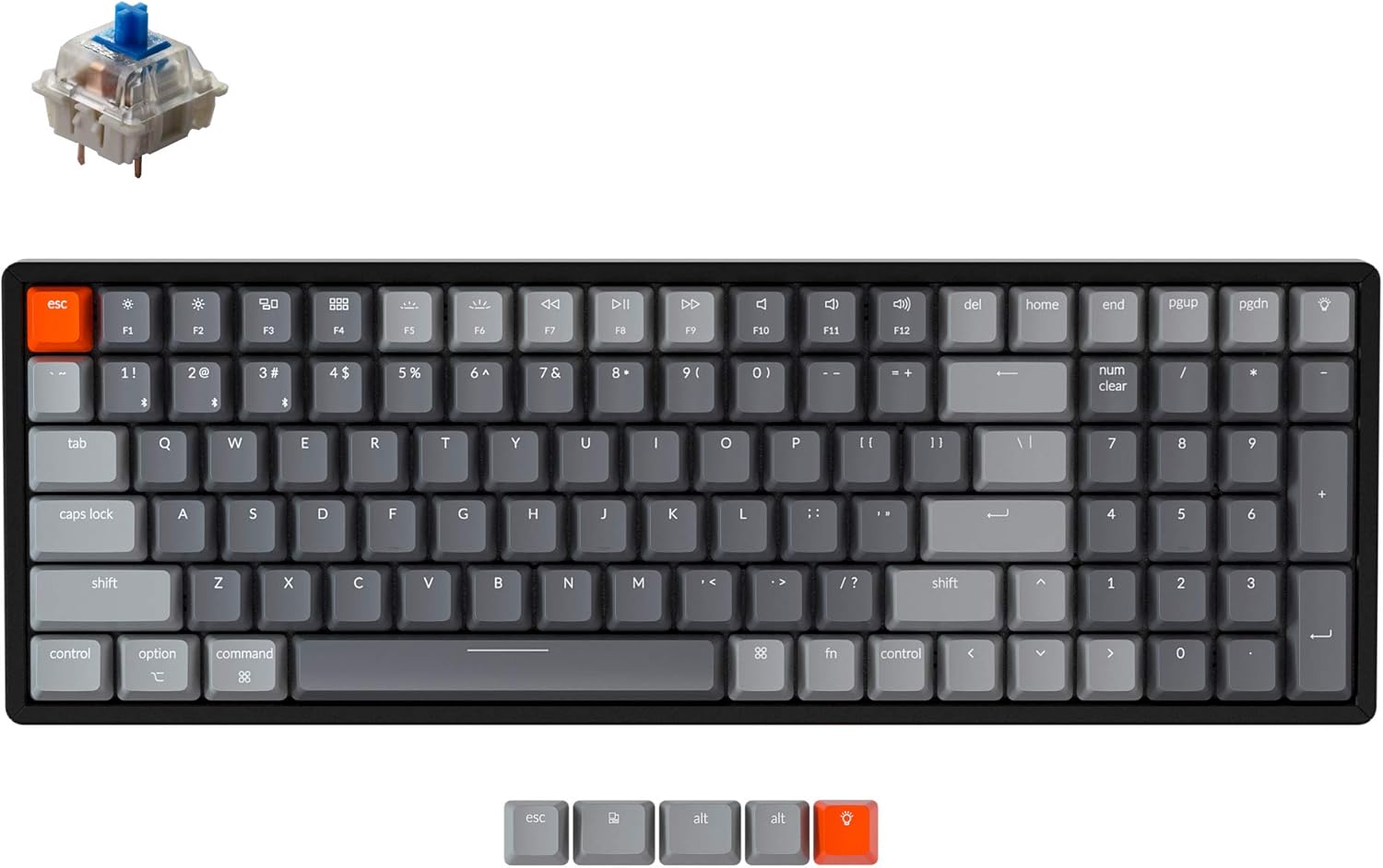 Keychron K4 Wireless Bluetooth/USB Wired Gaming Mechanical Keyboard, Compact 100 Keys RGB LED Backlit Gateron Brown Switch N-Key Rollover, Aluminum Frame for Mac Windows, Version 2