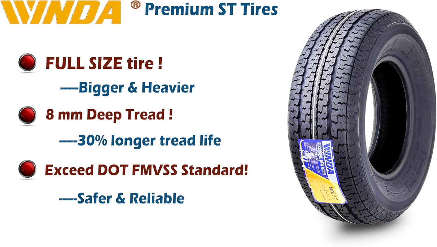 4 New Premium Trailer Tires ST 205 75R15 205 75 15 8-Ply Load Range D Steel Belted Radial w/Scuff Guard