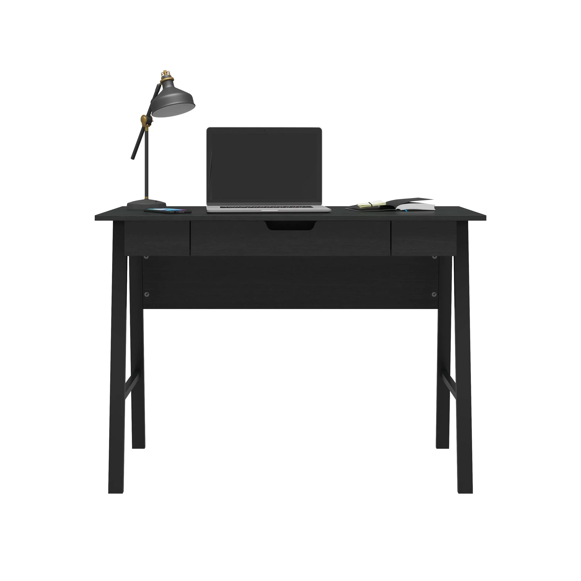 Ameriwood Home Oviedo Computer Desk with Drawer, Black Oak