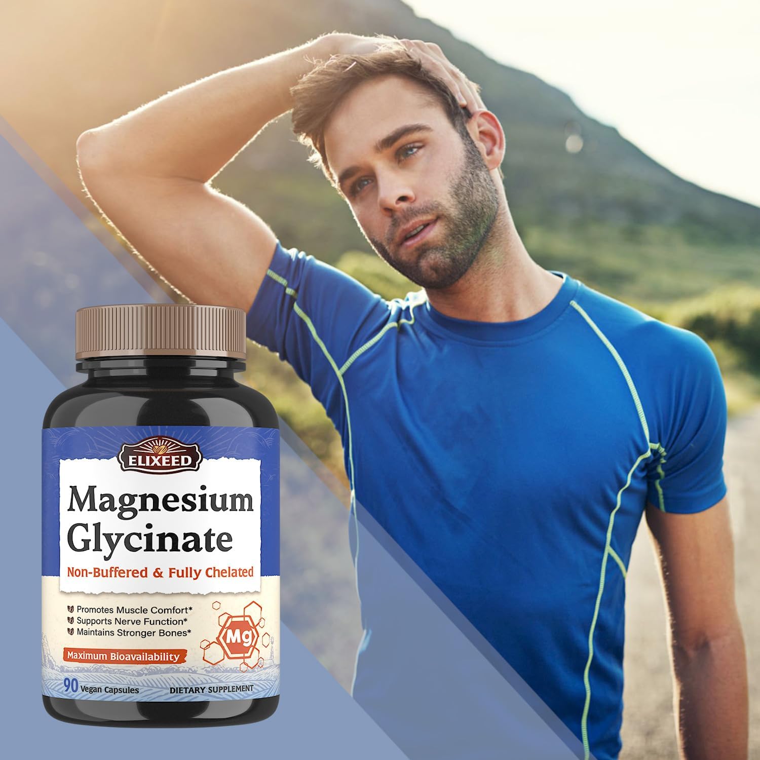 Magnesium Glycinate, 160mg Elemental Mag, Chelated & Non-Buffered, Maximum Bioavailability, Muscle, Bone & Nerve Health, Promote Relaxation, 90 Caps, Non-GMO