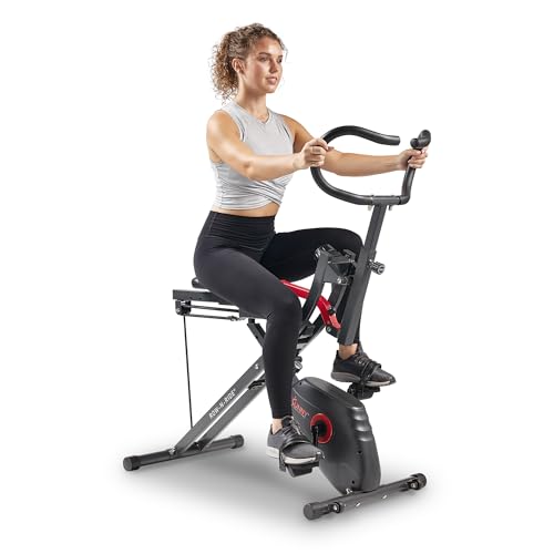 Sunny Health & Fitness Row-N-Ride PRO, Full Body Combo Fitness Machine w/Resistance Bands, Easy Setup & Foldable for Rower, Glute & Leg Cardio Workout, Optional SunnyFit App Connection