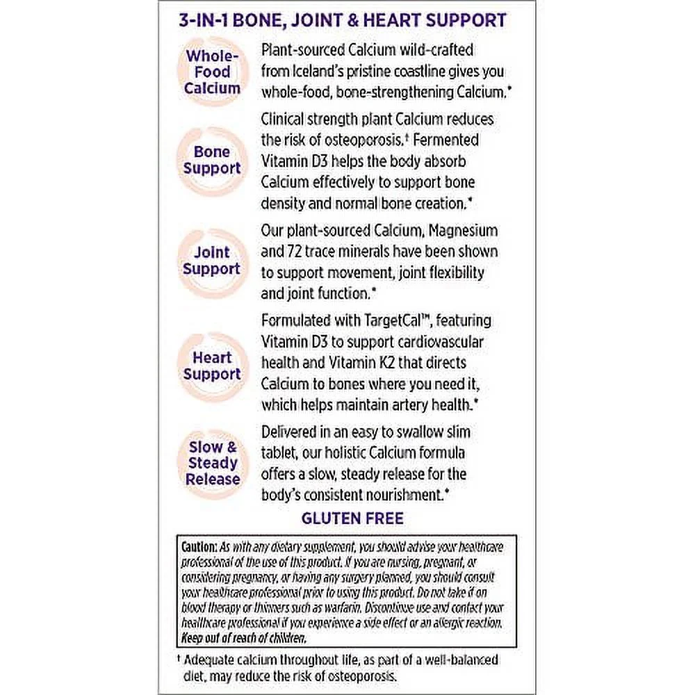 New Chapter Calcium Supplement – Bone Strength Whole Food Calcium with Vitamin K2 + D3 + Magnesium, Vegetarian, Gluten Free 60 count (20 day supply)