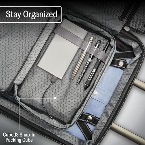 Samsonite Carry-On Pro Front Pocket Hardside Expandable 21-Inch Octiv Luggage: Durable & Impact Resistant, 360° Aero Trac Spinner Wheels, Adjustable Telescopic Handle, TSA Approved Lock - Silver