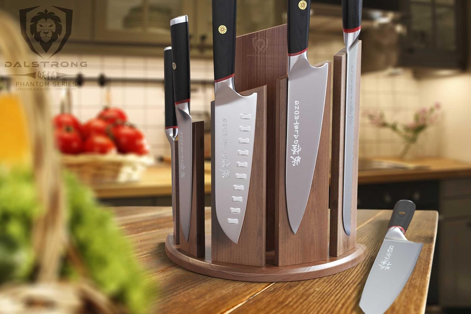 DALSTRONG Knife Block Set - 6-Piece w/Magnetic Knife Stand - Phantom Series - Japanese High-Carbon - AUS8 Steel - Pakkawood Handle