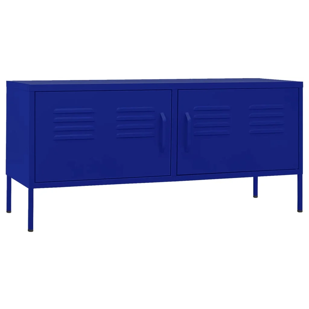 OWSOO TV Stand in Navy Blue, Sturdy Steel Construction, Ample Storage, Levellers, Media Organization