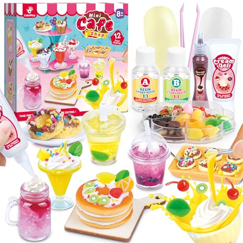12 Making Miniature Food Toys Set, DIY, Resin Play, NOT Edible, Kitchen Mini Pretend Play Food Set for Kids Age 8-13, Birthday for Girls, 8 9 10, Make Your Food