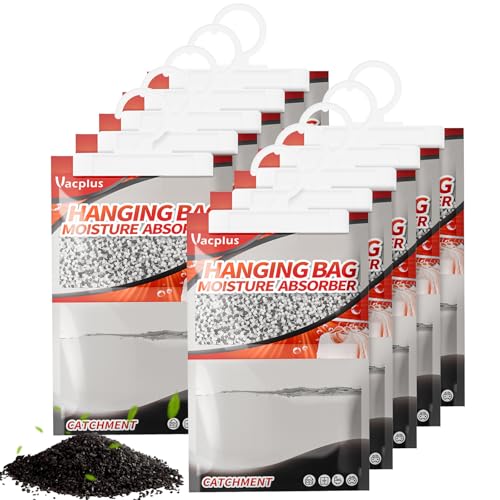 Vacplus Moisture Absorbers, Hanging Closet Dehumidifier Bags, Humidity Packs, Desiccant, Closet Dehumidifiers with Fragrance Free, 10 Pack, 9.8 OZ