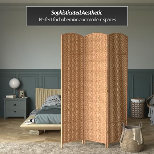 Red Lantern 7 ft. Tall Diamond Weave Dark Beige-6 Panels Room Divider
