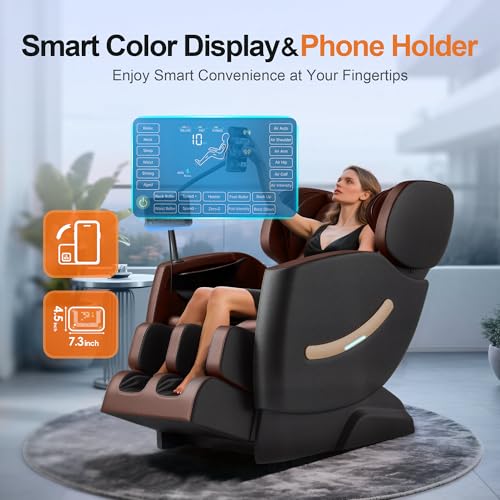 2025 Massage Chair Full Body - Zero Gravity Massage Chair Recliner for Fatigue w/Heating, Air Pressure Massage, 6 Auto Mode, 10 Rollers, Footrest, Bluetooth, Time, Gift for Parents & Seniors （Black）