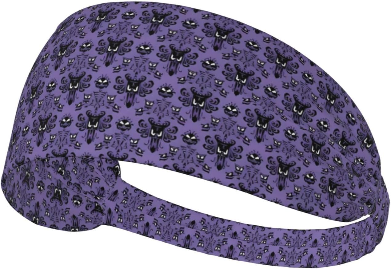 Elastic Exercise Headband for Men & Women Moisture Wicking Athletic for Running, Gym, Working Out Haunted Mansion Picture