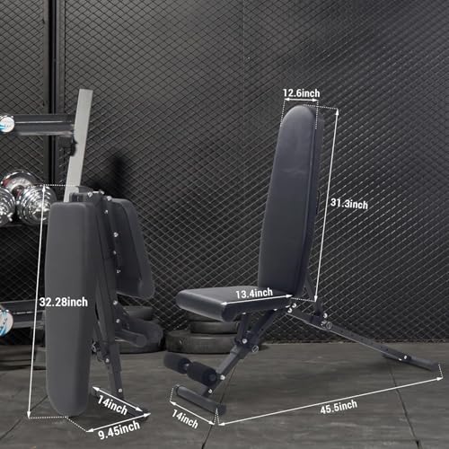 Adjustable Weight Bench 800Lbs Capacity - 4X Stability Vs Standard Benches, FID Incline Decline Bench for Full Body Training, Home Gym & Lifting