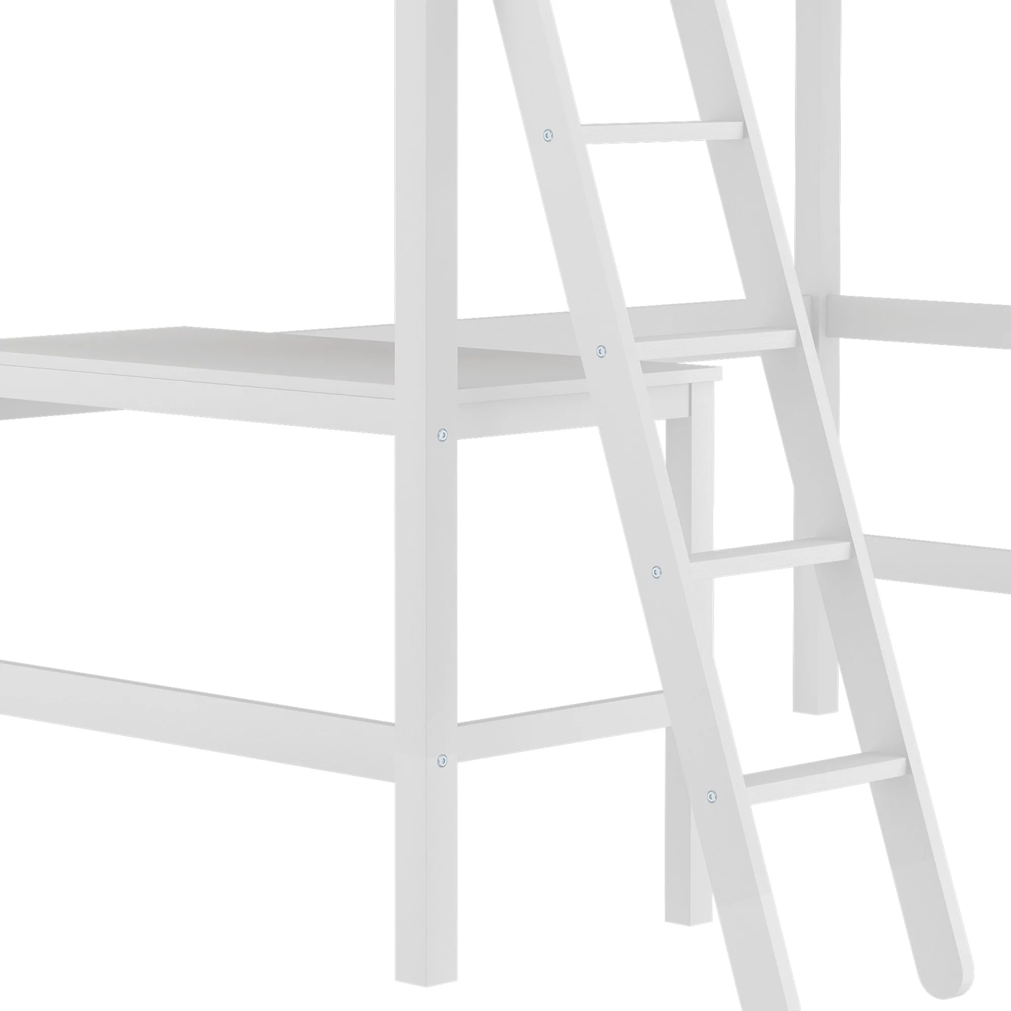 Hillsdale Campbell Wood Twin Loft Bunk Bed with Desk, White