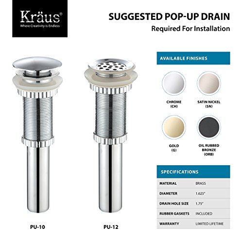 KRAUS Ramus Single Handle Vessel Sink Bathroom Faucet with Pop-Up Drain in Brushed Gold, KVF-1220BG