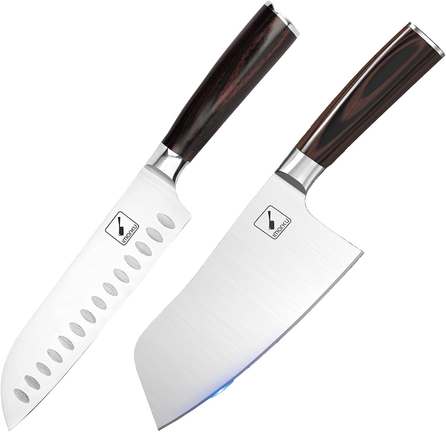 imarku Santoku Knife and Cleaver Knife 7 inch Kitchen Knife Ultra Sharp Asian Knife Japanese Chef Knife Meat Cleaver 7