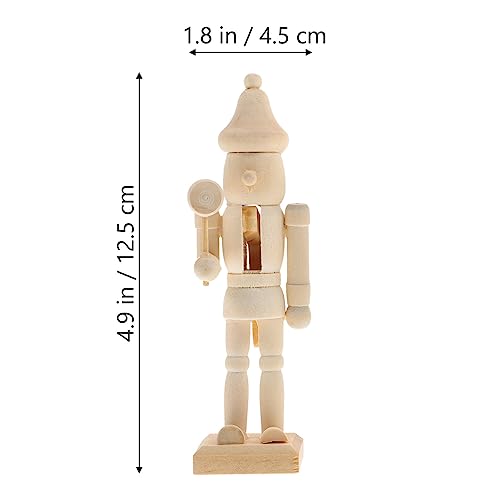 MAGICLULU Nutcracker 3Pcs, Wooden Unfinished Christmas Decor, Natural Wood Color, DIY Craft, 12x4.5x4cm/ 4.72x1.77x1.57inch