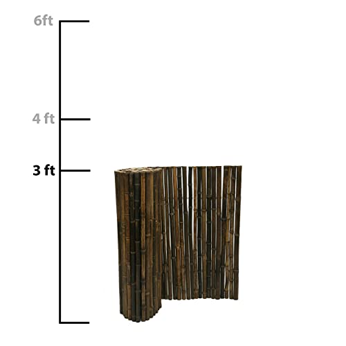 Backyard X-Scapes Natural Bamboo Fencing Garden Screen Rolled Fence Panel 6 ft H x 8 ft L Natural Black