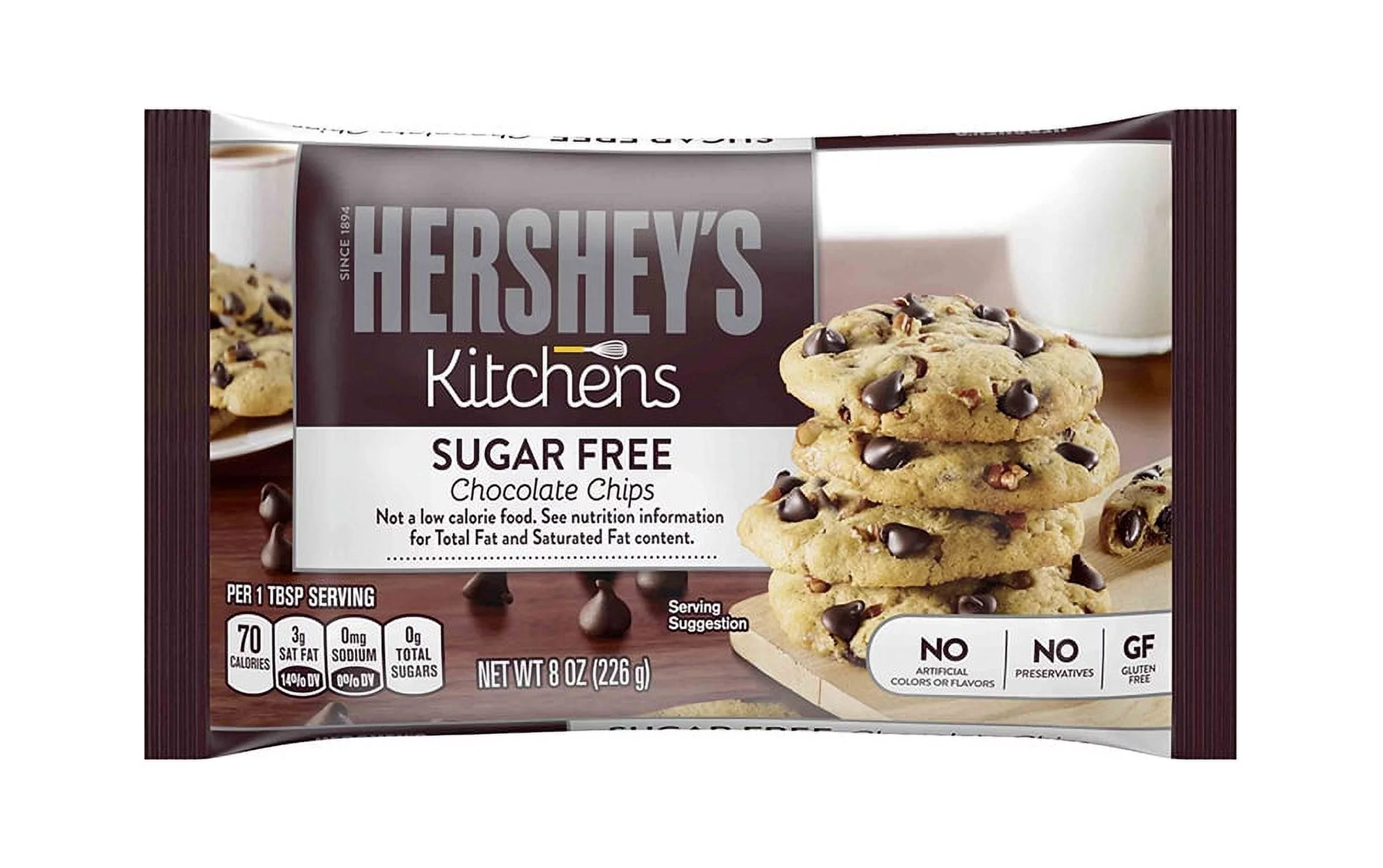 HERSHEY'S Sugar Free Chocolate Chips, 8 Ounces, 2 Pack