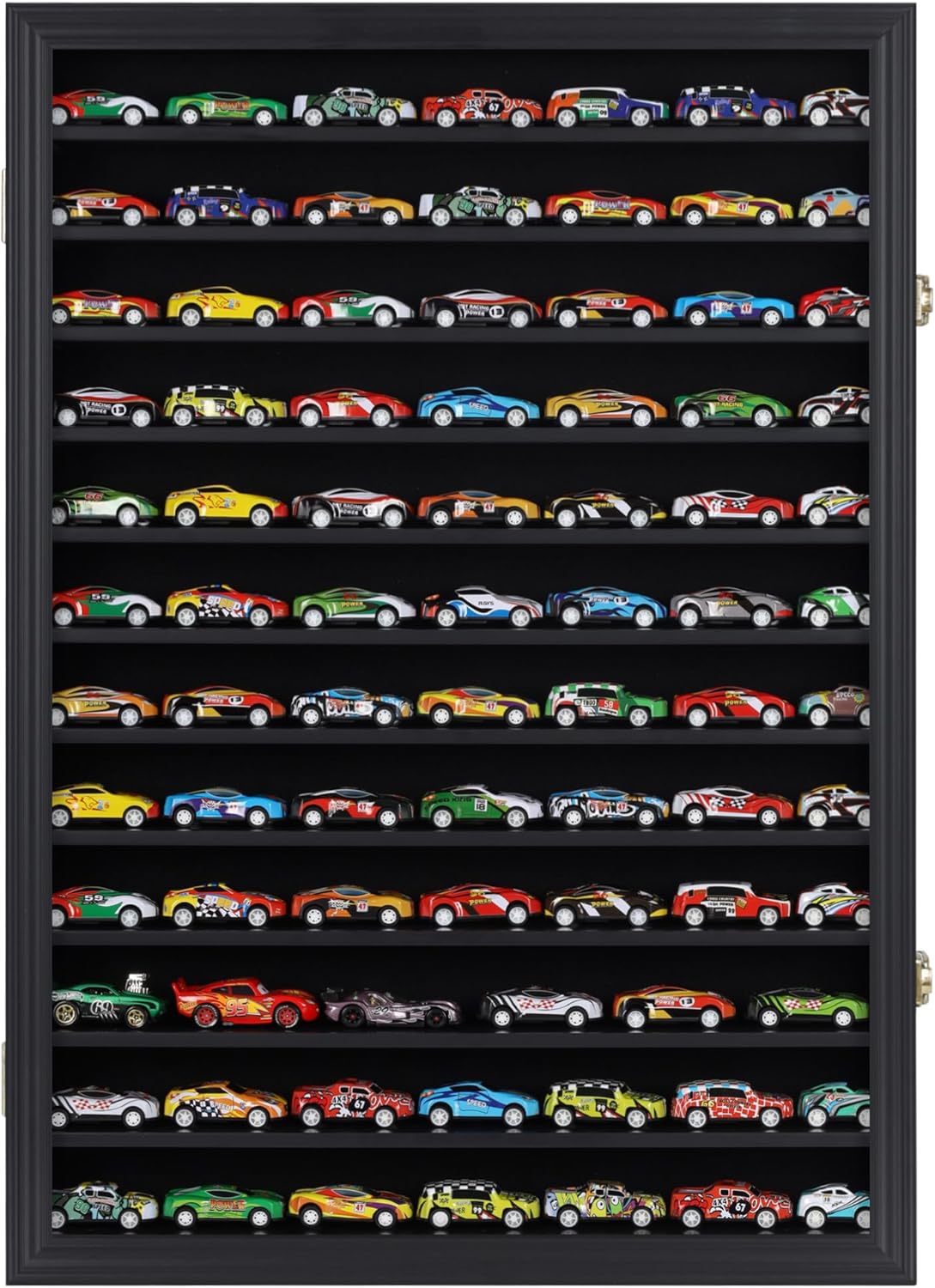 Toy Cars Wheels Matchbox Model Cars Hot Display Case Cabinet UV Protection 1/64-1/43 Scale (Black Finish) 26.5 X 18.75 X 3.25 Inches