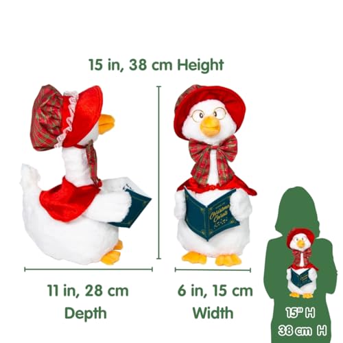 Cuddle Barn - Carolin' Mother Goose | Animated Musical Singing Christmas Caroling Soft Plush Toy, 14 inches