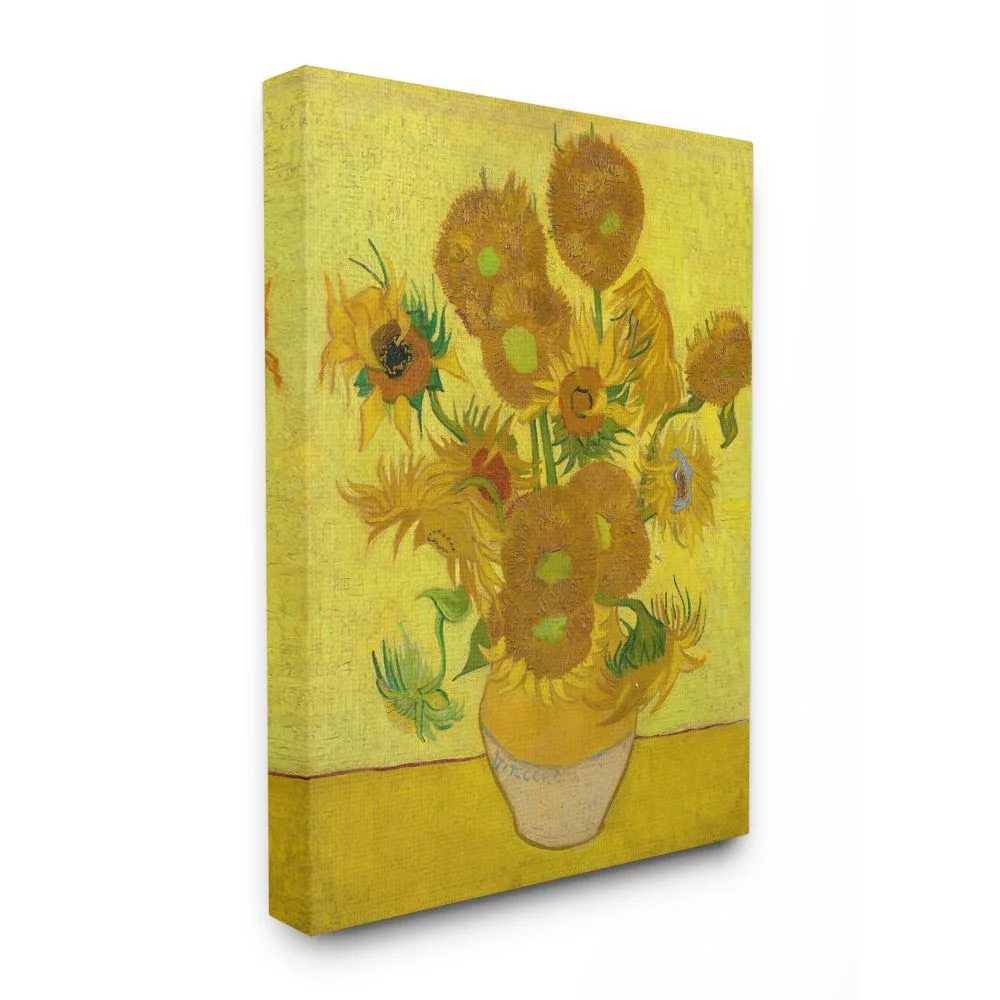 The Stupell Home Decor Collection Van Gogh Sunflowers Post Impressionist Painting Canvas Wall Art
