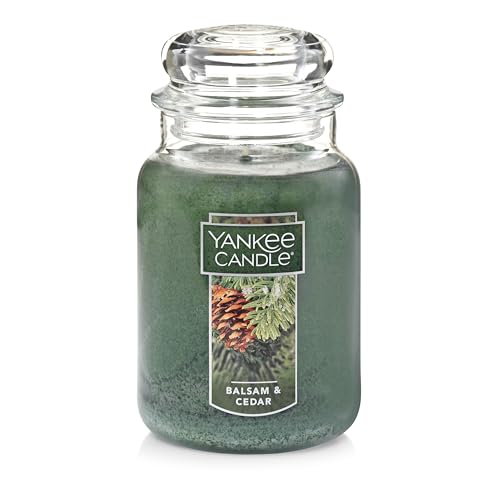 Yankee Candle Balsam & Cedar, Holiday Scented Candle, 22oz Large Jar with up to 150 Hour Burn Time, Giftable
