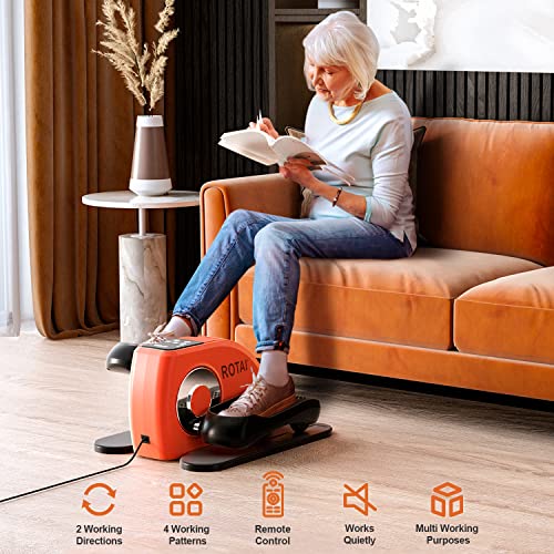 Under Desk Elliptical Machine for Seniors Rehab Electric Seated Leg Foot Pedal Exerciser Bike, Portable Trainer for Home & Office with Remote and LCD Monitor