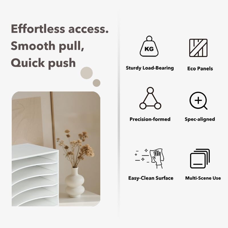 Paper Organzier Wood Desktop Organizer Storage Letter Tray File Sorter with Adjustable Shelves for Home Office