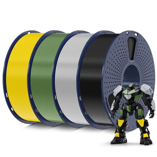 SUNLU 4kg PLA 3D Printer Filament Bundle, Neatly Wound PLA Filament 1.75mm ±0.02mm, Individually Vacuum Packed, 4kg in Total, 1kg per Spool, 4 Pack, 4000g, 4Black