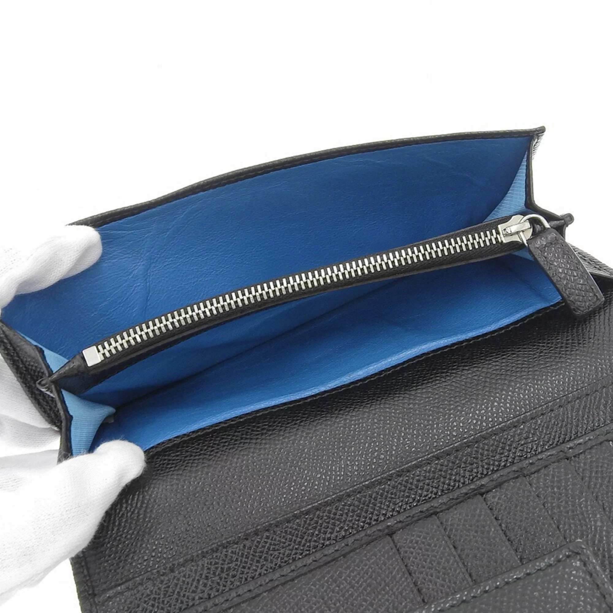 Pre-Owned Bulgari BVLGARI logo double hook long wallet W leather black (Fair)