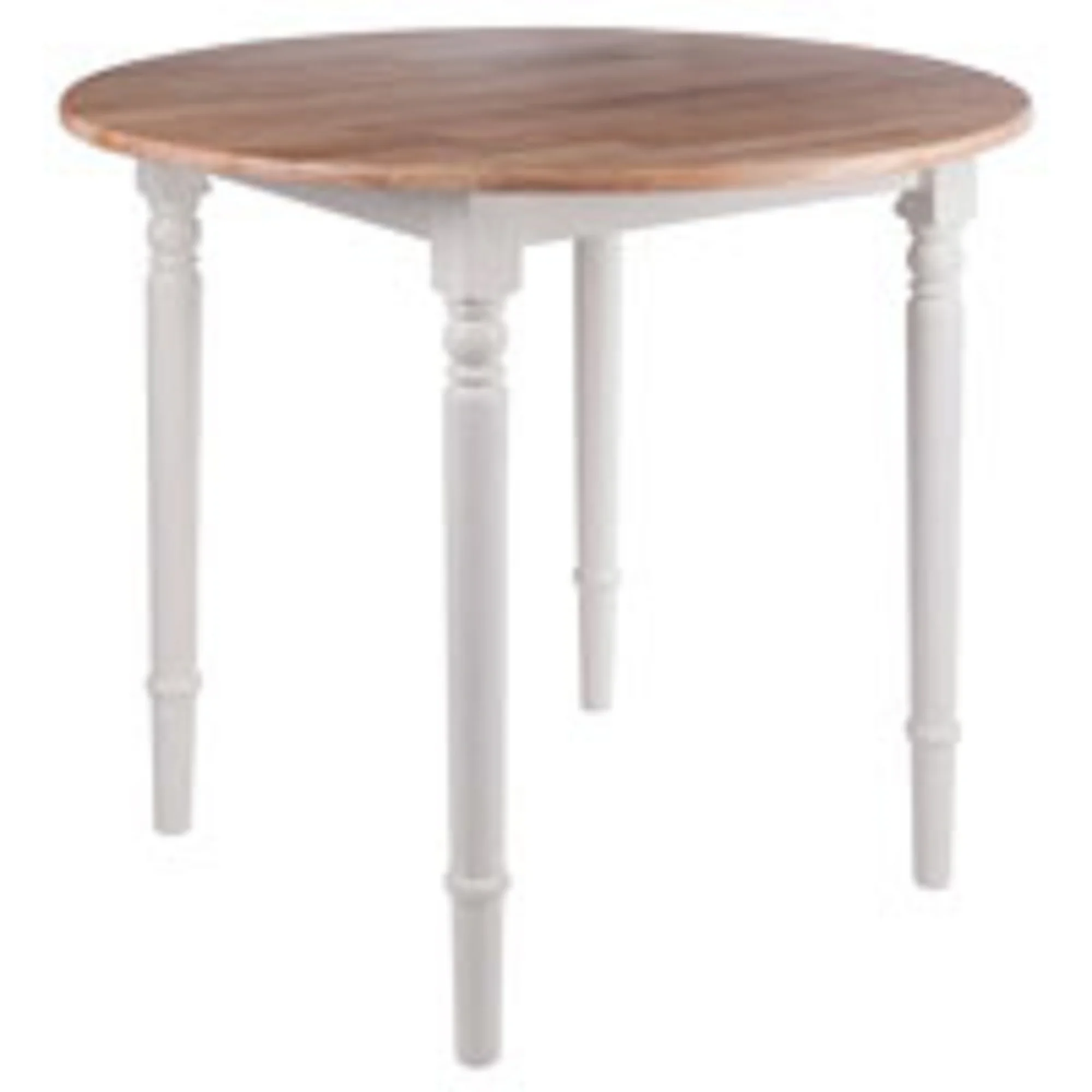 Contemporary Home Living 30” Beige and White Round Drop Leaf Table