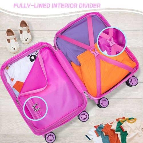 Kid’s Luggage Set 2 Piece Suitcase Set 16’’ Hardside Luggage with Spinner Wheels Girls Boys Carry on Toddler Luggage Travel Rolling Luggage Carry on Luggage Airline Approved Football