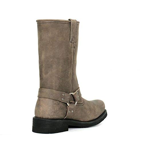 Hot Leathers BTM1003 Men's Stone Wash Brown 11-inch Tall Harness Leather Boots - 8