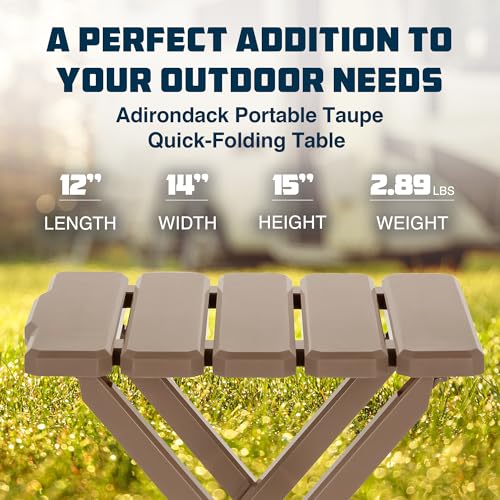 Camco 21045 Small Quick-Folding Adirondack Table, Plastic, Taupe
