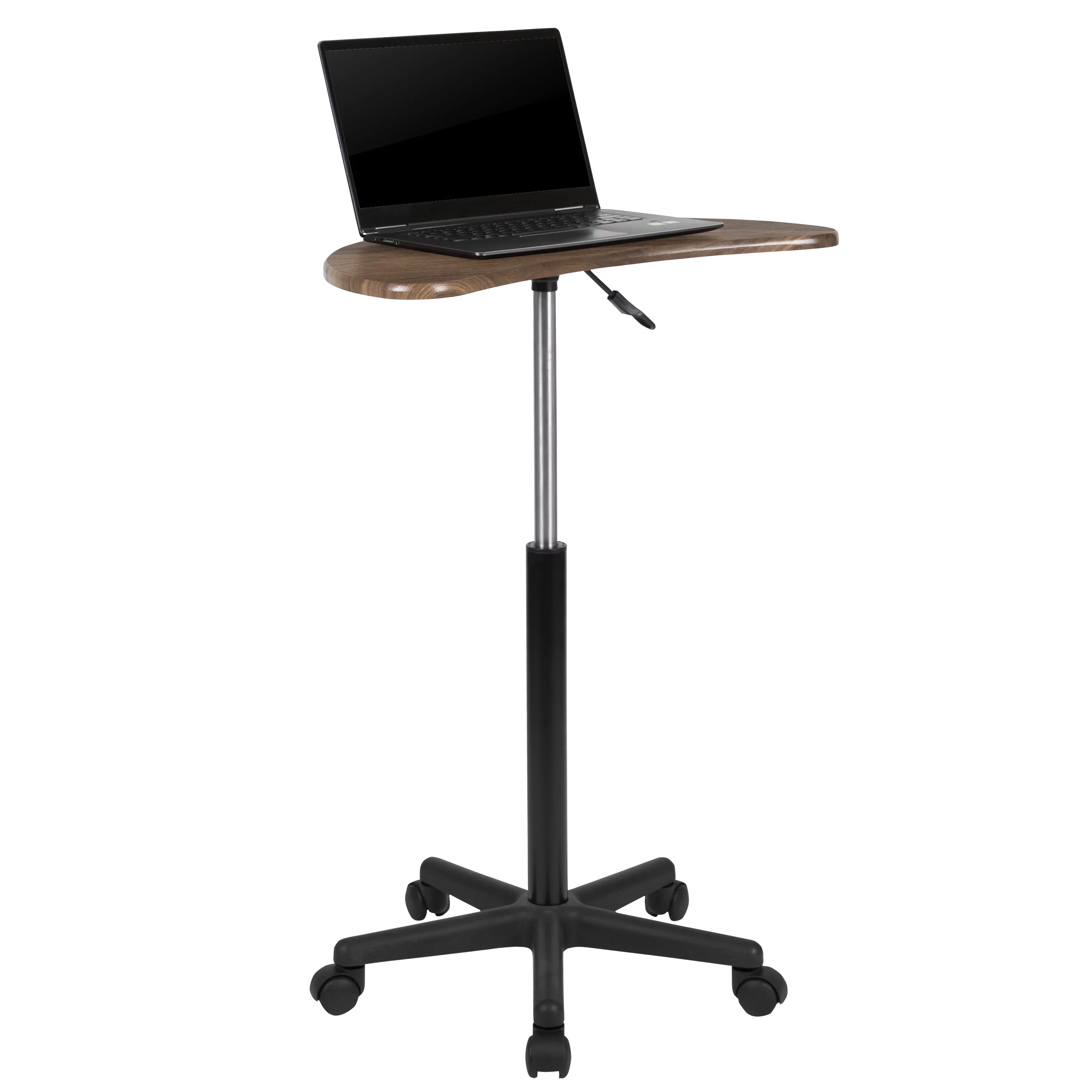 BizChair Rustic Walnut Sit to Stand Mobile Laptop Computer Desk