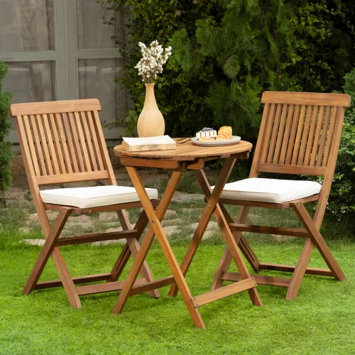 IDZO Heavy Duty 500lbs Weight Capacity Wicker Bistro Table and Chairs Set of 2 with Olefin Fabric Soft Cushions