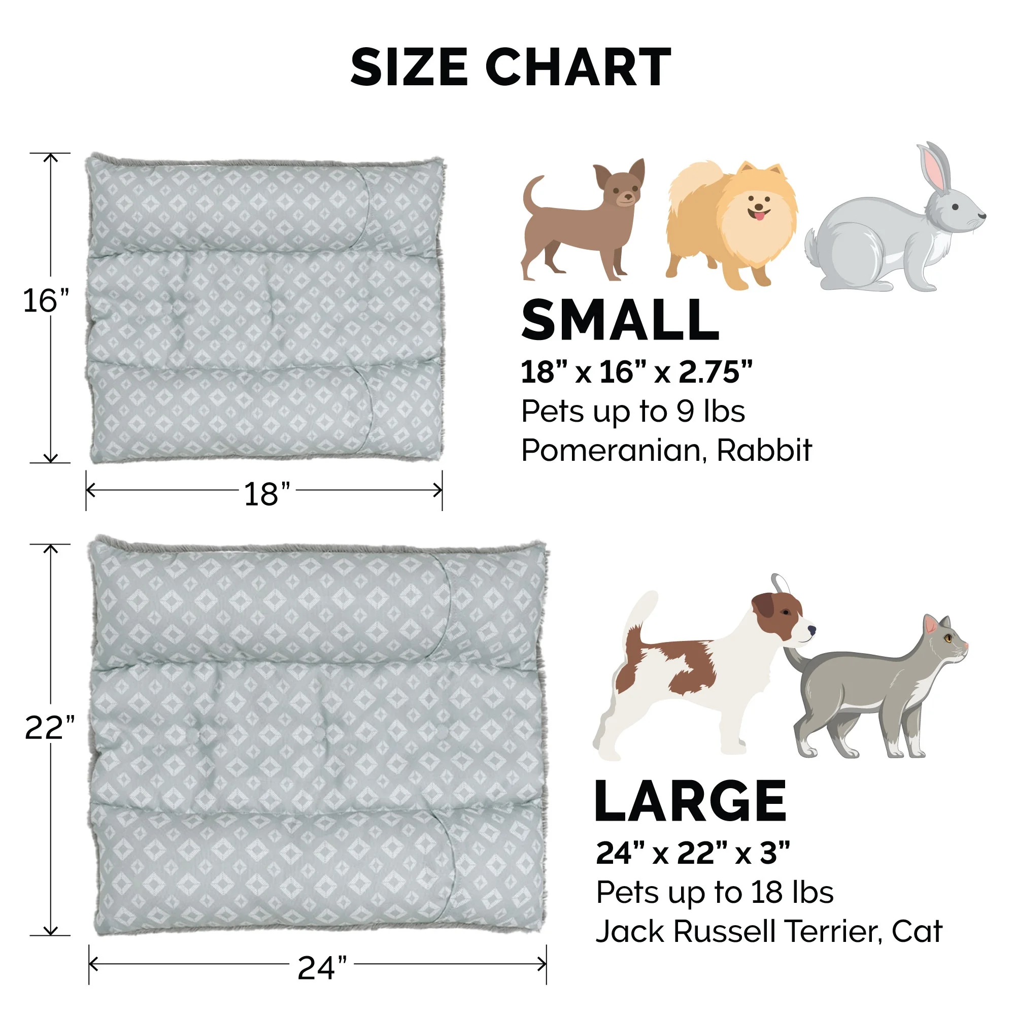 FurHaven Pet Products Cuddle Loaf Bed Plush Faux Fur and Diamond Print Pet Bed for Rabbits & Small Pets - Large, Gray