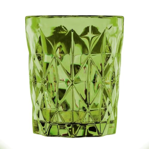 Vintage Embossed Whiskey and Water Glasses Set of 6-8.96 oz, Heavy Bottom Drinking Glasses for Scotch, Bourbon, or Cocktails, Colored Glass Tumblers, Dishwasher and Microwave safe (Pink)