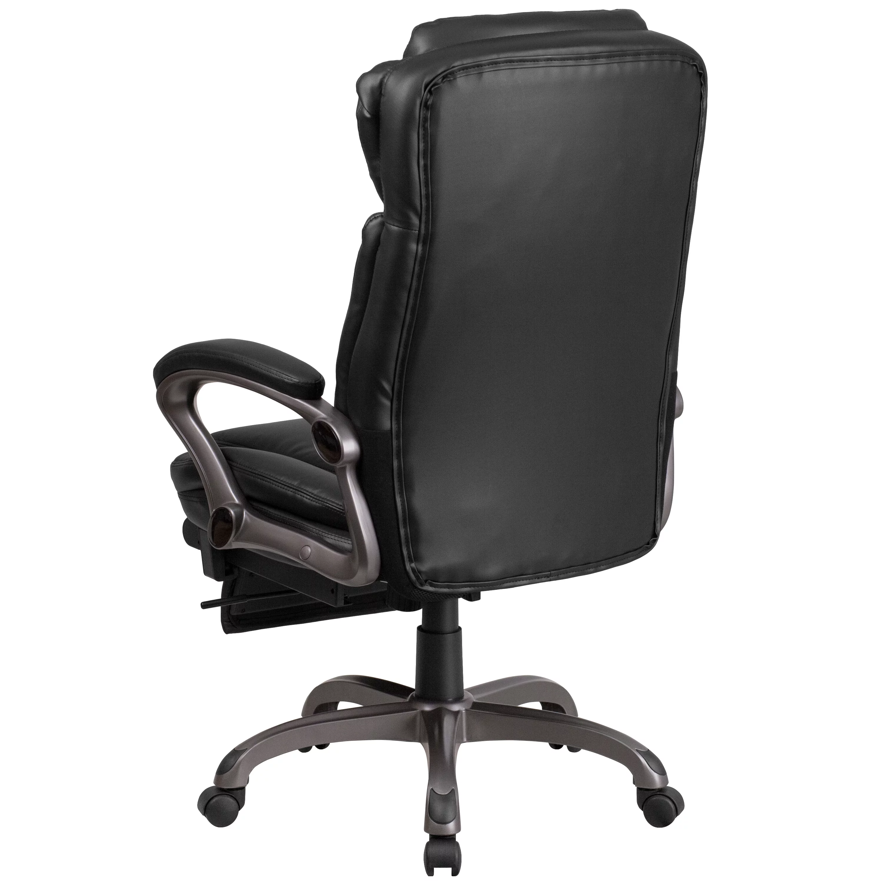 Emma + Oliver High Back Black LeatherSoft Reclining Ergonomic Outer Lumbar Swivel Office Chair