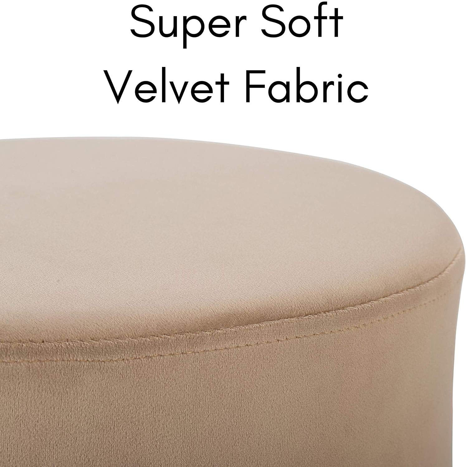 BirdRock Home Round Velvet Ottoman Foot Stool - Taupe