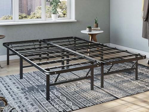 Hercules Folding Metal Bed Frame, 14 Inch Platform Mattress Foundation, Full