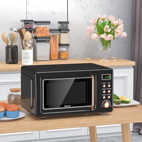 Nightcore Countert Retro Microwave Oven, Large 0.7Cu.ft, 700-Watt, Cold Rolled Steel Countertop with Time Setting, Glass Turntable Plate, Pre-Programmed Cooki, 18