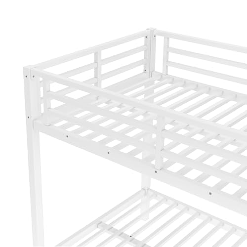 Heavy Duty Bunk Bed Frame with Ladder, Twin XL Over Twin XL Bunk Beds with Safety Guardrails, Adults Bunk Beds with Noise-Reducing Rubber Stoppers, Easy Assemble, Black