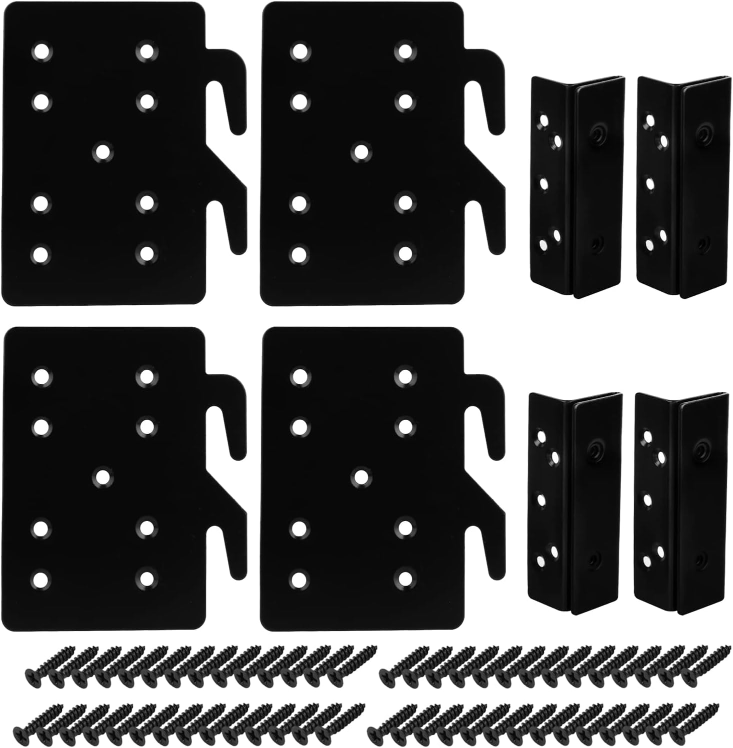 4 Pack Heavy Duty Bed Rail Hooks, Bed Rail Brackets for Wooden Bed Replacement, Universal Bed Frame Hardware with Screws Included