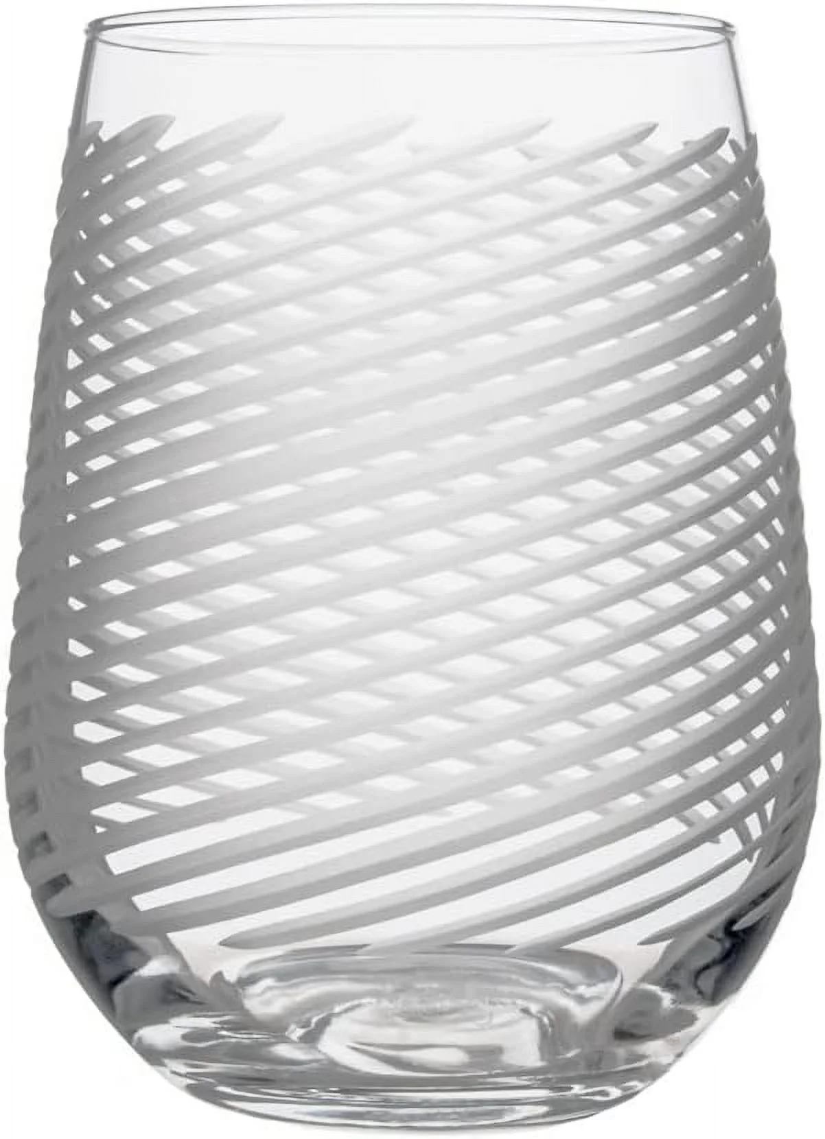 Cyclone Stemless Wine 17 Ounce - Stemless Wine Glasses Set Of 4 – Lead-Free Glass - Etched Glasses - Made In The