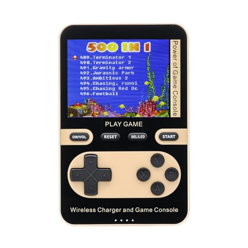 [UL Listed] Kastar 2 in 1 Handheld Video Game Console Built-in 500 Classic Mini Games with 5000mAh Battery Pack Magnetic Power Bank Wireless Charger Max 15W【Color: Golden】