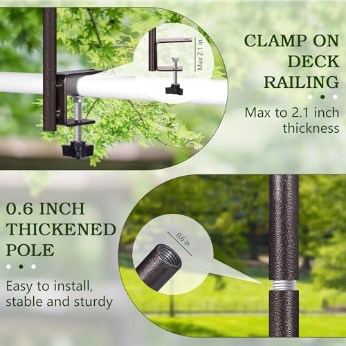 6-Hook Bird Feeding Station Kit, Wild Bird Feeder Stand Pole, Multi-Feeder Kit Stand with 4 Feeders, Bird Bath and Mesh Tray, 94 Inch