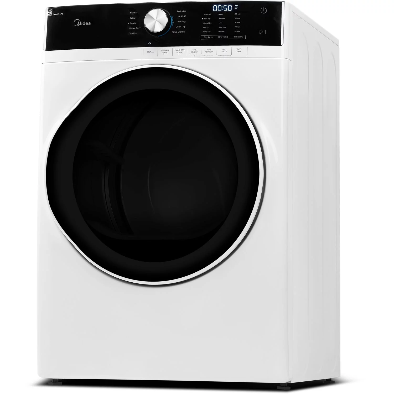 Midea 7.5 Cubic Feet Front Load Gas Dryer, White