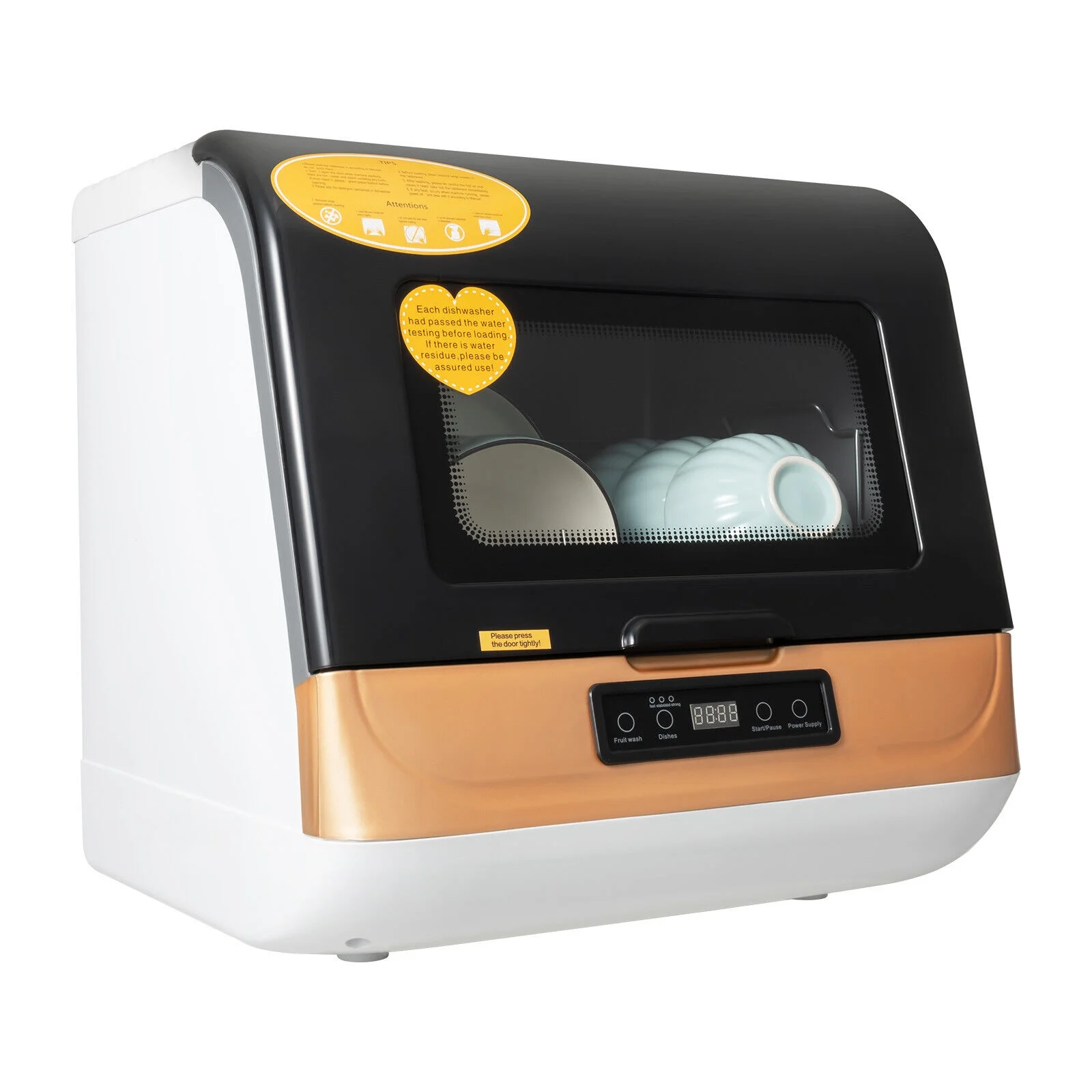 Oukaning Portable Countertop Dishwasher 4 Washing Programs Fruit Veg Dishes Clean+Drying